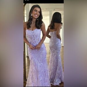 Never Worn Beaded Lavender Strapless Evening Gown/Prom Dress Size 2
